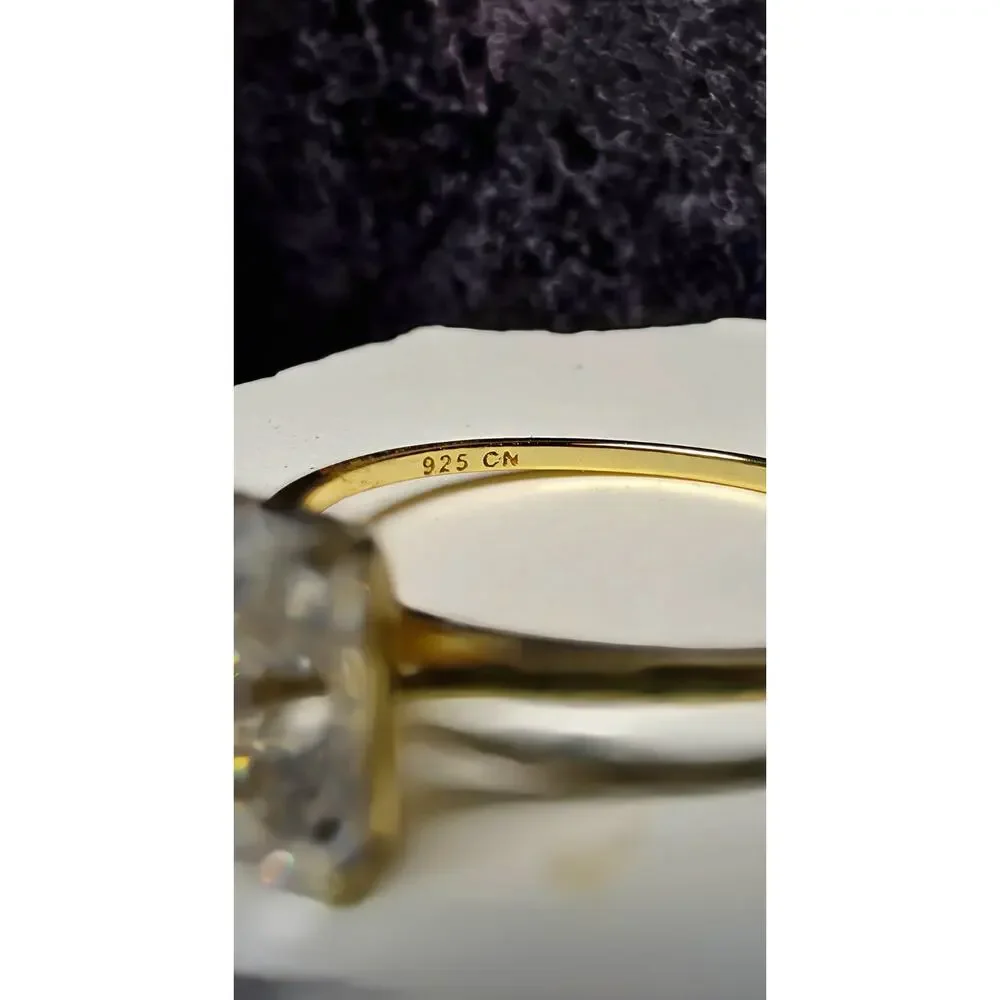 1.0CT Radiant Cut Moissanite Solitaire Ring in Gold Over Silver (Size 8, GRA)